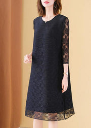 Art Pink O-Neck Long sleeve Maxi Summer Lace Dress - SooLinen