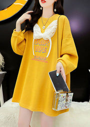 Art Yellow Graphic Das Kaninchenwoll-Sweatshirt Streetwear Winter