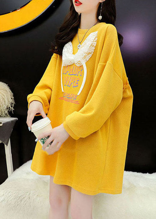 Art Yellow Graphic Das Kaninchenwoll-Sweatshirt Streetwear Winter