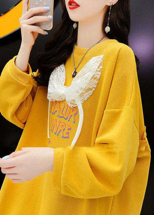 Art Yellow Graphic Das Kaninchenwoll-Sweatshirt Streetwear Winter