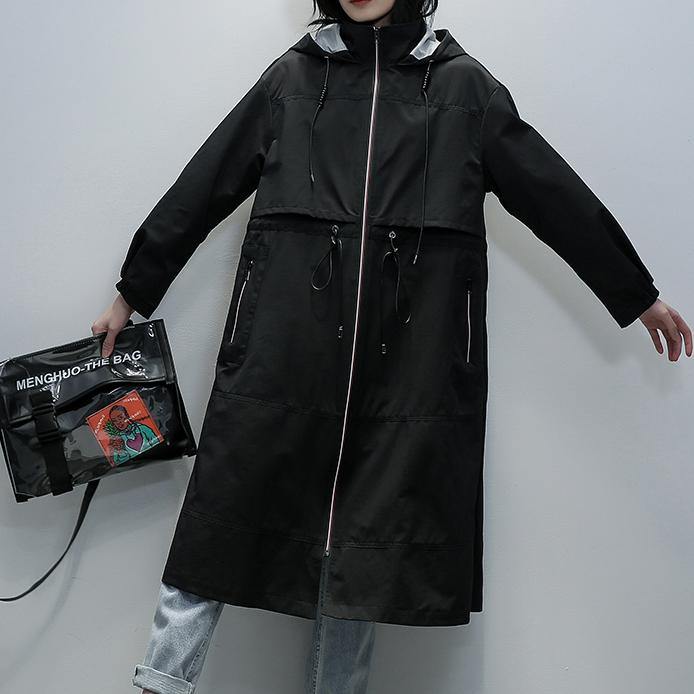 Art black Fashion clothes For Women coats hooded zippered coats - SooLinen