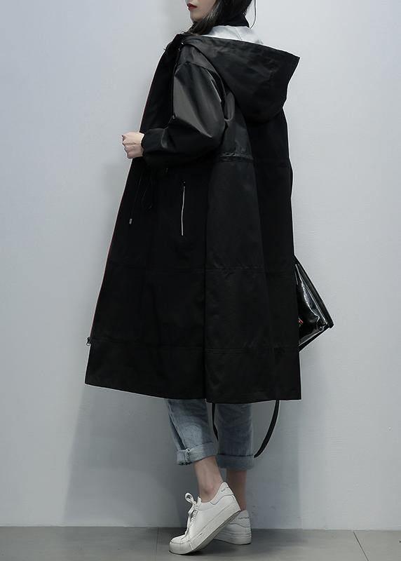 Art black Fashion clothes For Women coats hooded zippered coats - SooLinen