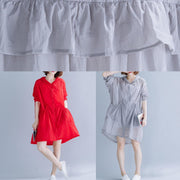 Art hooded cotton tunic top Fabrics gray blouses summer - SooLinen