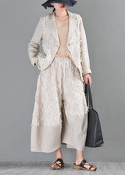 Beautiful Beige Pockets Cotton Linen Coat Summer - SooLinen