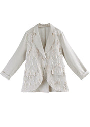 Beautiful Beige Pockets Cotton Linen Coat Summer - SooLinen