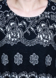 Wunderschönes, langärmliges Herbstkleid mit schwarzem Strickdruck