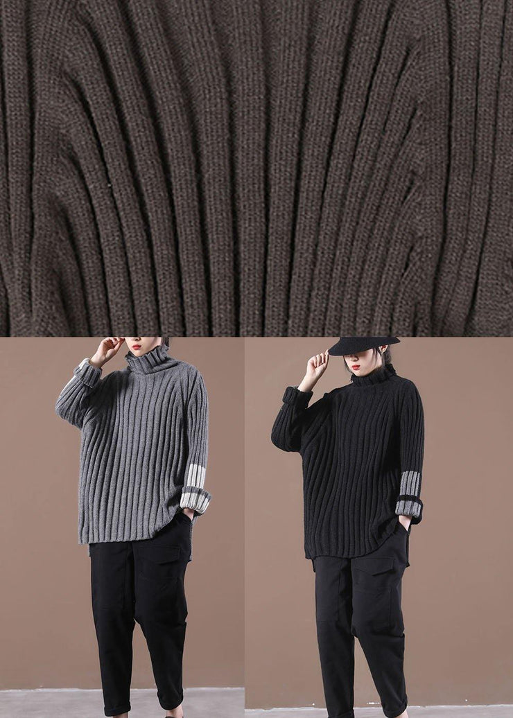 Beautiful Grey Turtleneck Side open Fall Cozy Sweater - SooLinen