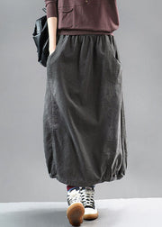 Beautiful Grey black wrinkled Patchwork Corduroy Skirts Spring