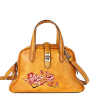 Schöne lila geprägte Paitings Kalbsleder Satchel Handtasche