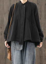 Beautiful black clothes For Women zippered pockets daily tops - SooLinen