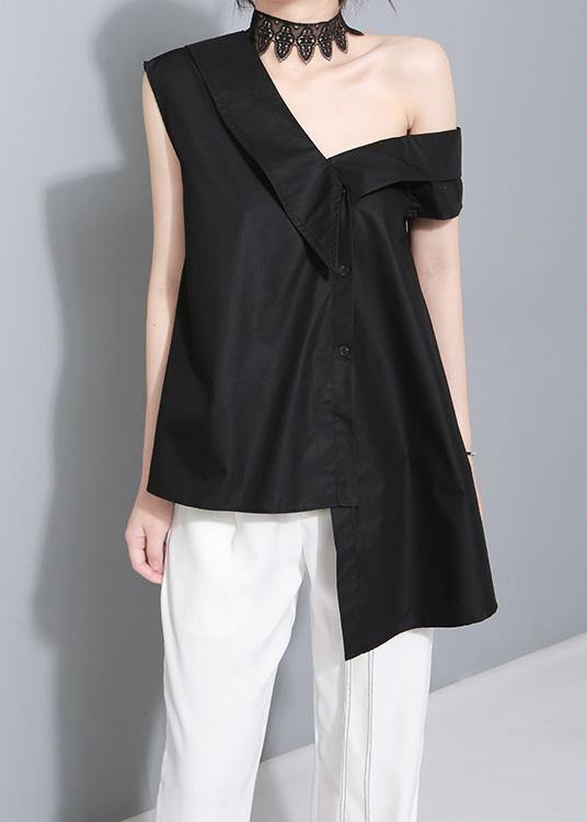 Beautiful black cotton crane tops  oversized summer tops - SooLinen