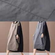 Beautiful khaki Long dress hooded patchwork long spring Dresses - SooLinen