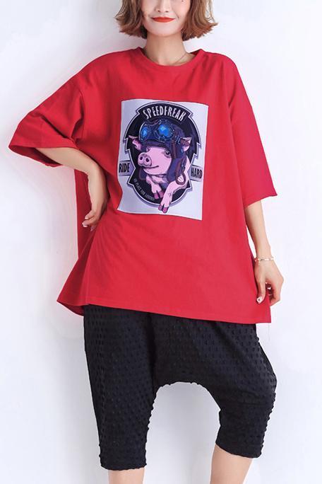 Beautiful o neck Half sleeve cotton tunic pattern 2025 Shape red tunic Summer