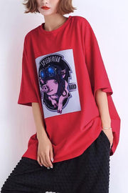 Beautiful o neck Half sleeve cotton tunic pattern 2025 Shape red tunic Summer