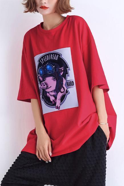 Beautiful o neck Half sleeve cotton tunic pattern 2025 Shape red tunic Summer