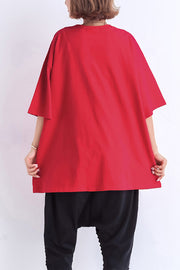 Beautiful o neck Half sleeve cotton tunic pattern 2025 Shape red tunic Summer