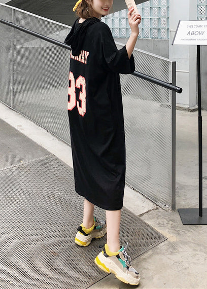 Beautiful o neck short sleeve cotton clothes fine Runway black long Dresses Summer
