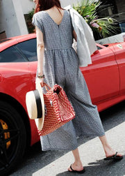 Beautiful plaid casual zippered jumpsuit pants Sewing trousers - SooLinen