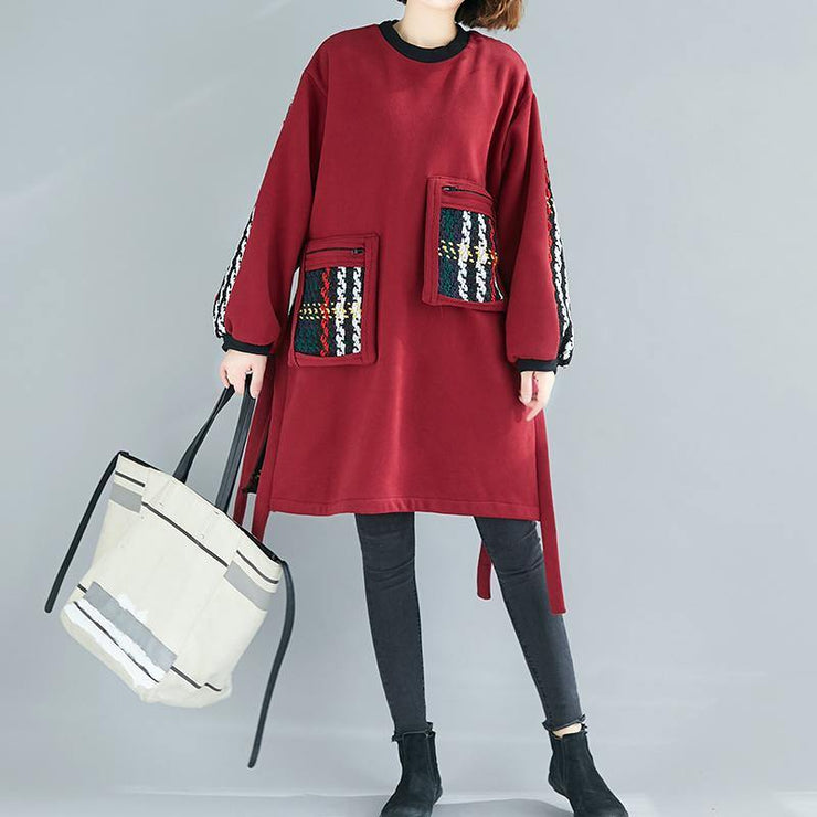 Beautiful Black Cotton Clothes Women Patchwork  Oversized Side Open Dress - SooLinen