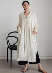 Beige Taille seitlich offene Kleider mit langen Ärmeln