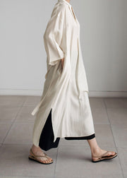 Beige Taille seitlich offene Kleider mit langen Ärmeln
