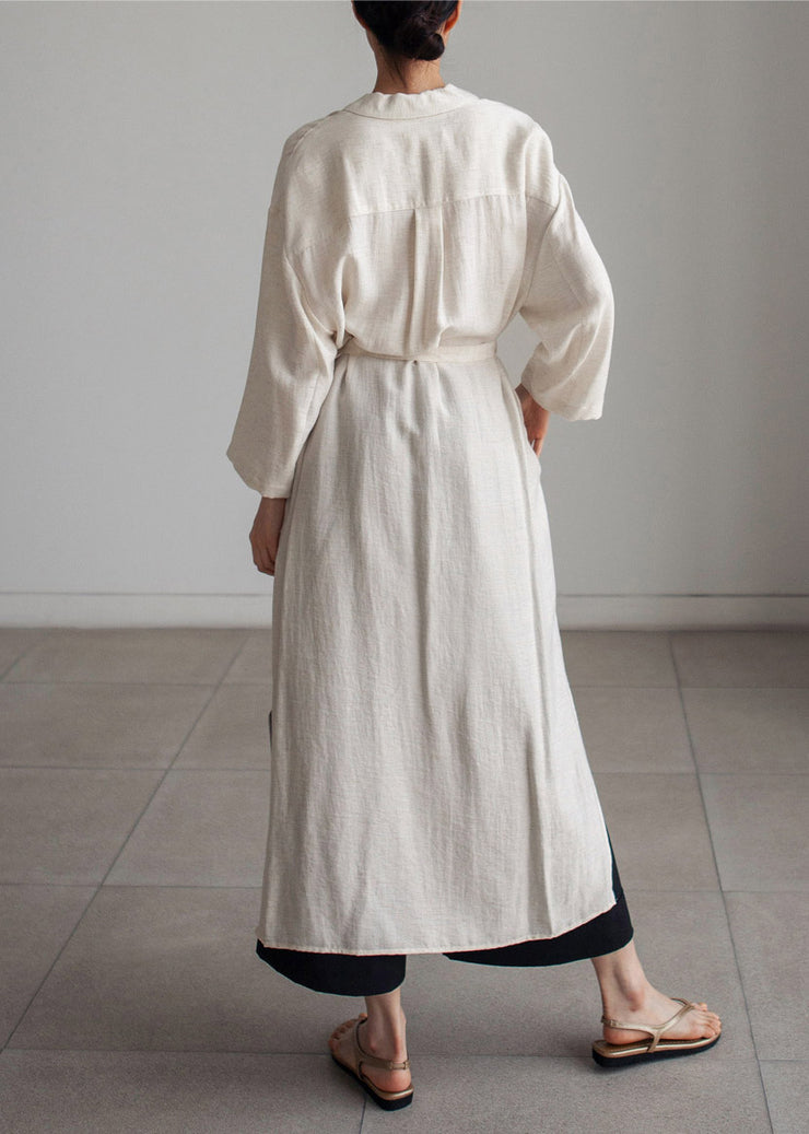Beige Taille seitlich offene Kleider mit langen Ärmeln