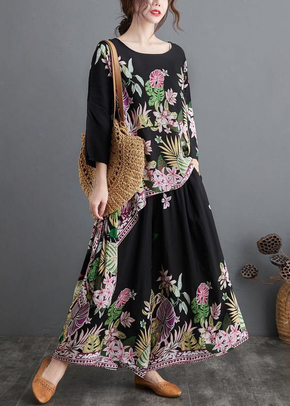 Black Print Suit Spring Large Women&