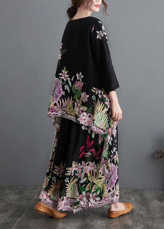 Black Print Suit Spring Large Women&