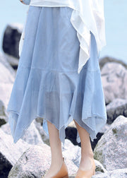 Blue Original Design Patchwork Cotton A Line Skirts Summer