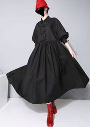 Bohemian Black Cinched Bow Bubikragen Hemdkleider Frühling