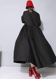 Bohemian Black Cinched Bow Bubikragen Hemdkleider Frühling