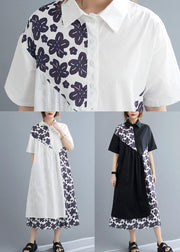 Bohemian White Patchwork Print asymmetrical design Maxi Summer Chiffon Dress - SooLinen