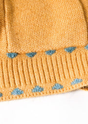 Böhmischer gelber lockerer Knopftaschen-Herbst-Strickpullover-Mantel