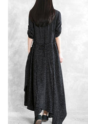Bohemian black print clothes For Women o neck patchwork Maxi Dresses - SooLinen