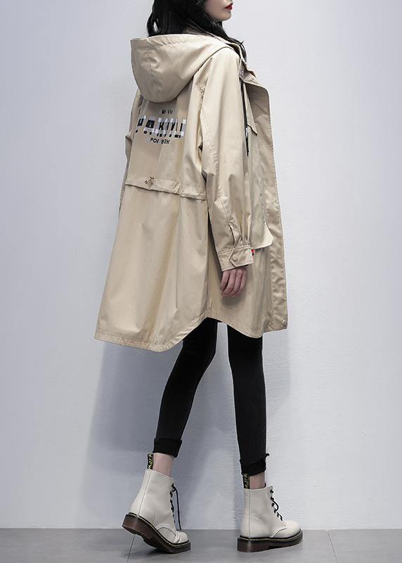 Bohemian khaki Letter  outwear Fashion Ideas hooded zippered women coats - SooLinen