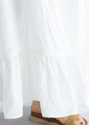 Bohemian white cotton dresses sleeveless cotton robes summer Dress - SooLinen