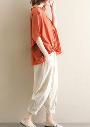 Bohemian wild pants casual beige Shape elastic waist asymmetric women pants - SooLinen