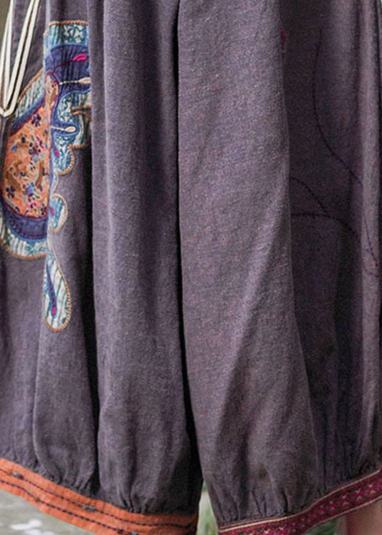 Boho lila retro bestickte orientalische Laterne lässige Herbsthose Hose