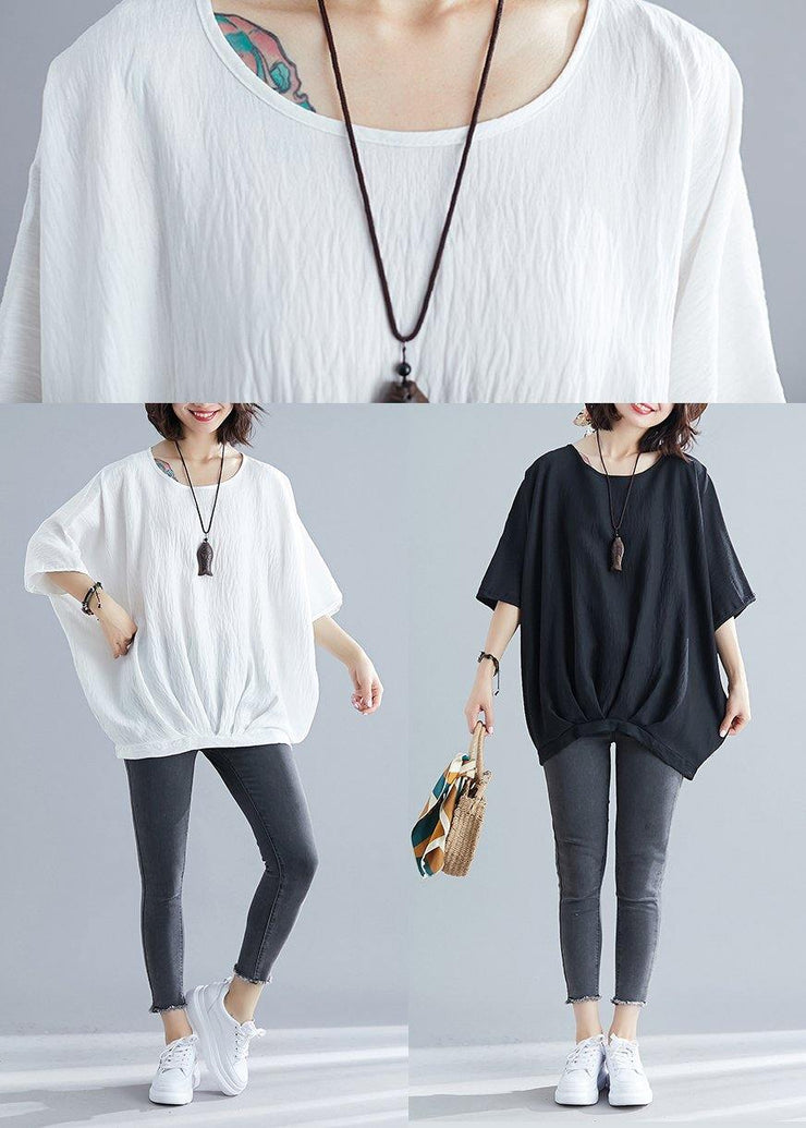 Boho White Batwing Sleeve O-Neck Summer Tops - SooLinen