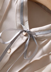 Boutique Apricot Seidenhemden mit gekräuselten Knöpfen Frühling