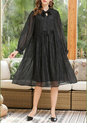 Boutique Black Chiffon Rivet Summer Long Dresses - SooLinen