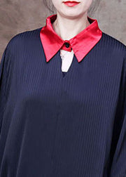 Boutique Black Colorblock Peter Pan Collar Print Chiffon Long Shirt Ang Wide Leg Pant Two Pieces Set Summer
