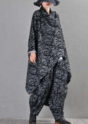 Boutique Schwarz-Grau-Strickmantel mit asymmetrischem Design Print Herbstmantel