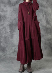 Boutique Black Loose Pockets Winter Corduroy Long Dress Sweater - SooLinen