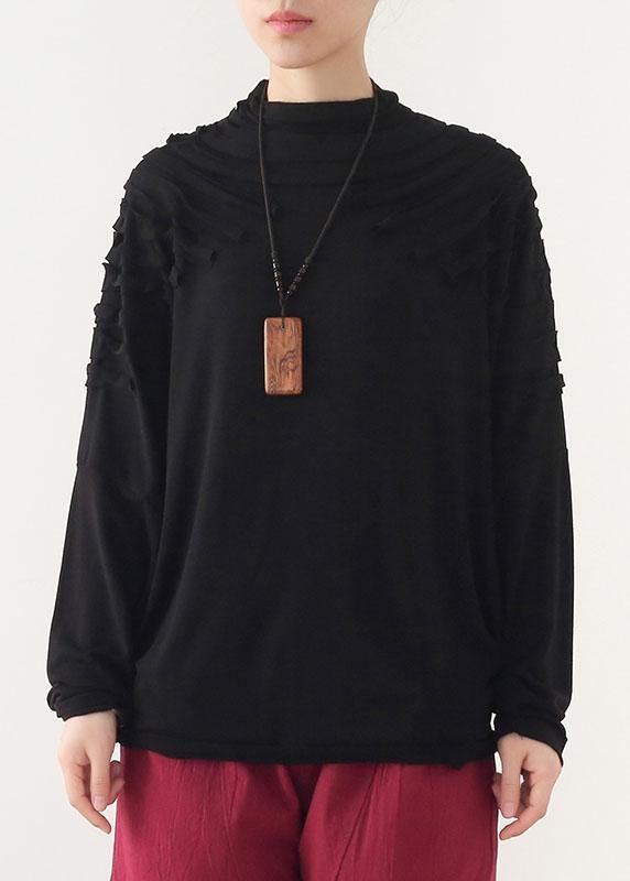 Boutique Black O-Neck Fall Cotton Cozy Sweater - SooLinen