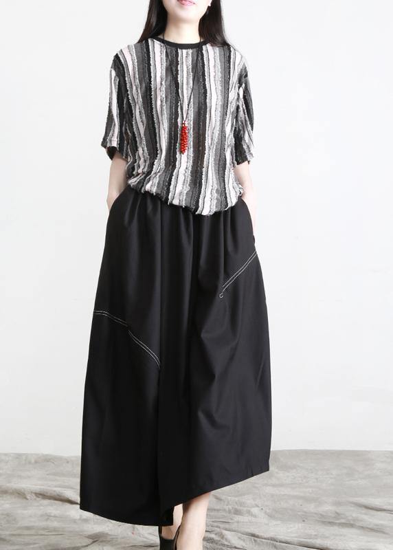 Boutique Black Pockets asymmetrical design Summer Skirts - SooLinen