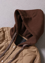 Boutique Khaki Kapuzen-Patchwork-Parka mit feiner Baumwolle gefüllt Winter