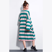 Marke Plus Size Kleid Damen Casual Gestreifte Kleider Langes Hemd