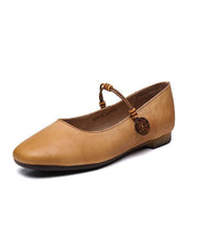 Brown Loafers For Women Genuine Leather Chic Lace Up Loafers - SooLinen