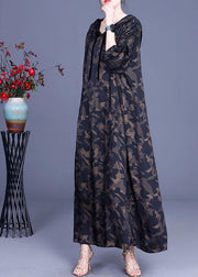 Camouflage Hooded Print Casual Summer Silk Long Dresses - SooLinen
